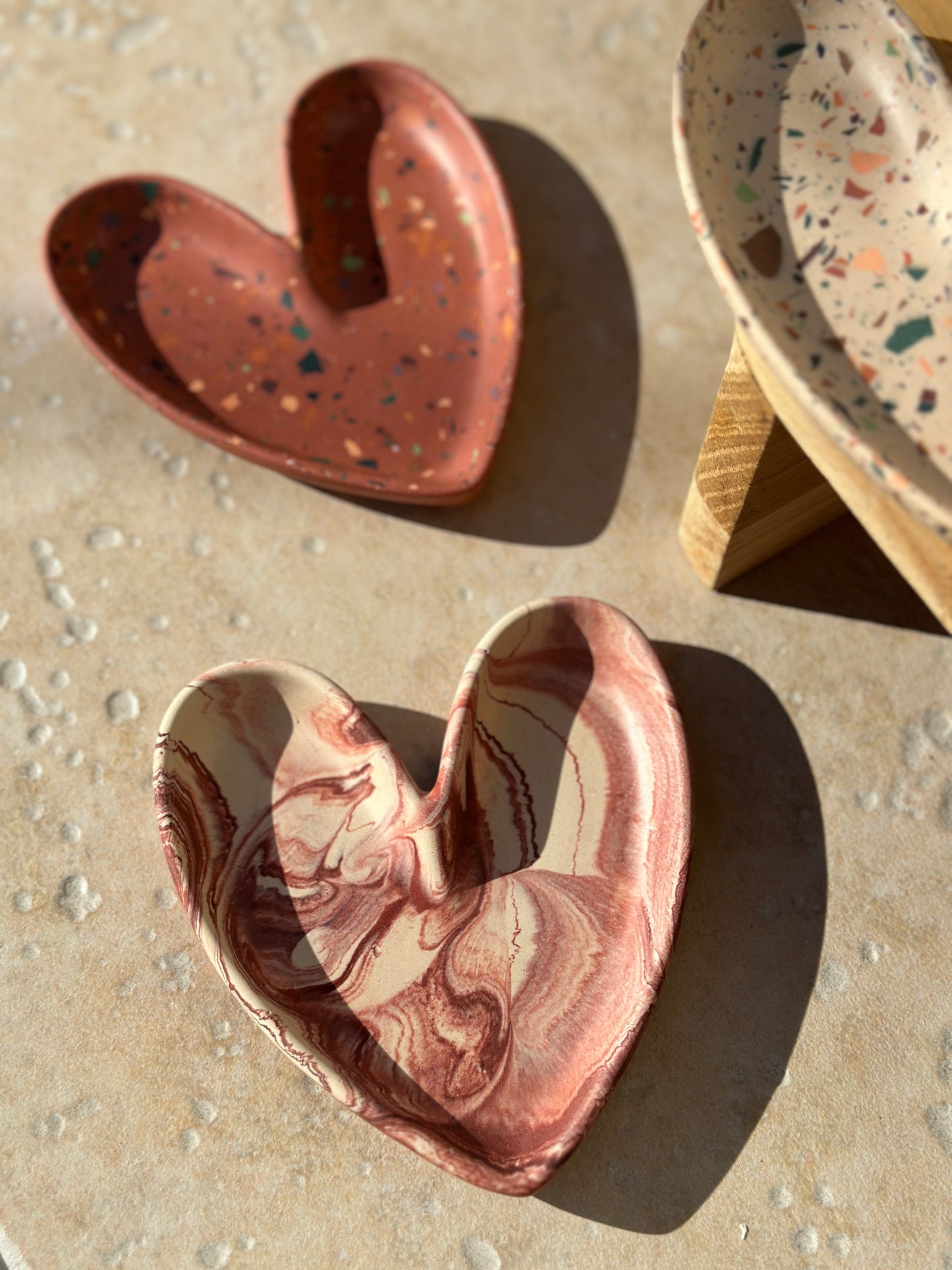 Coupelle cœur marbré Bordeaux et beige