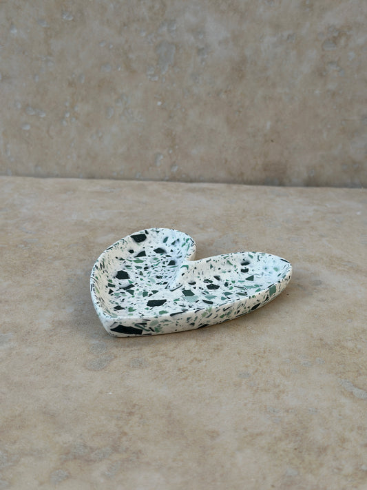 Coupelle à bijoux cœur Terrazzo verts
