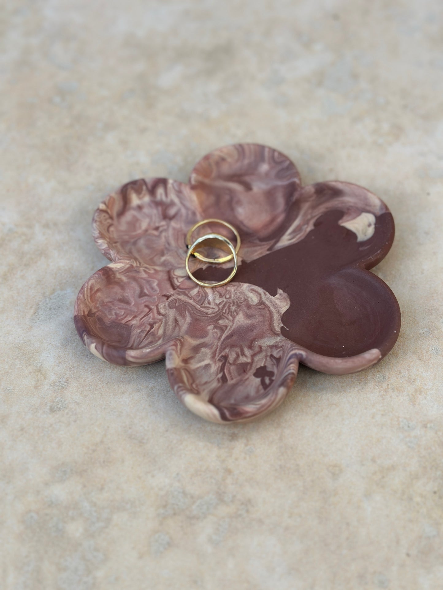 Coupelle à bijoux Fleur - Marbré Bordeaux
