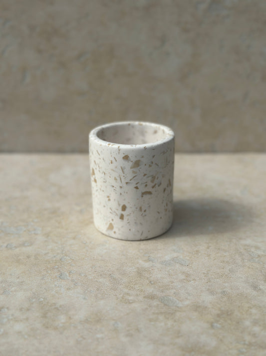 Pot à croyons, brosse à dent Elena Terrazzo beige