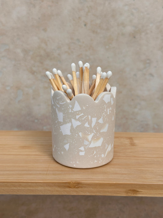 Pot & Allumettes beige et blanc