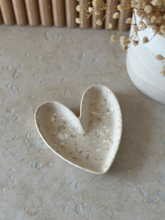 Coupelle Cœur ~ Terrazzo Beige & Blanc - Maison Charlett