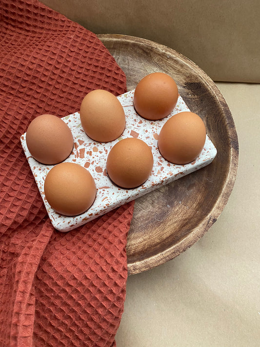 porte oeufs terrazzo terracotta