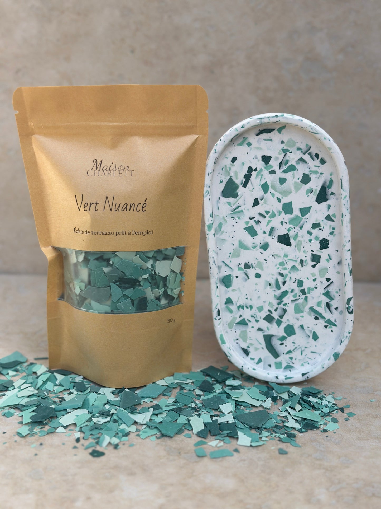 Terrazzo prêt à l'emploi - Nuances Vert (Jesmonite)
