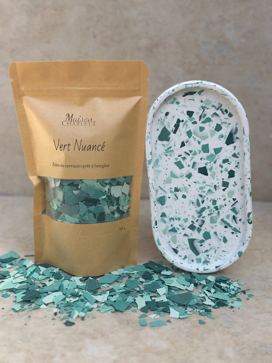 Terrazzo prêt à l'emploi - Nuances Vert (Jesmonite)