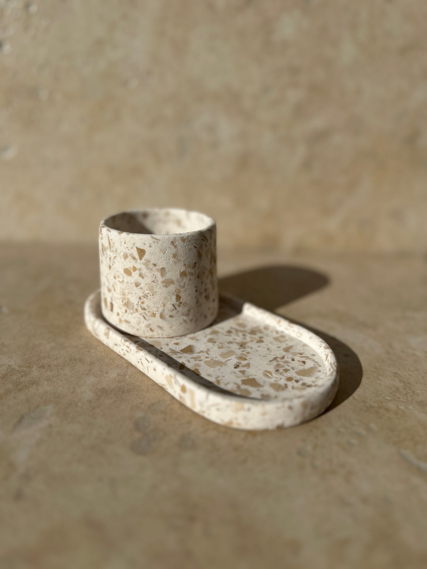 Plateau ovale & Pot ~ Terrazzo Beige
