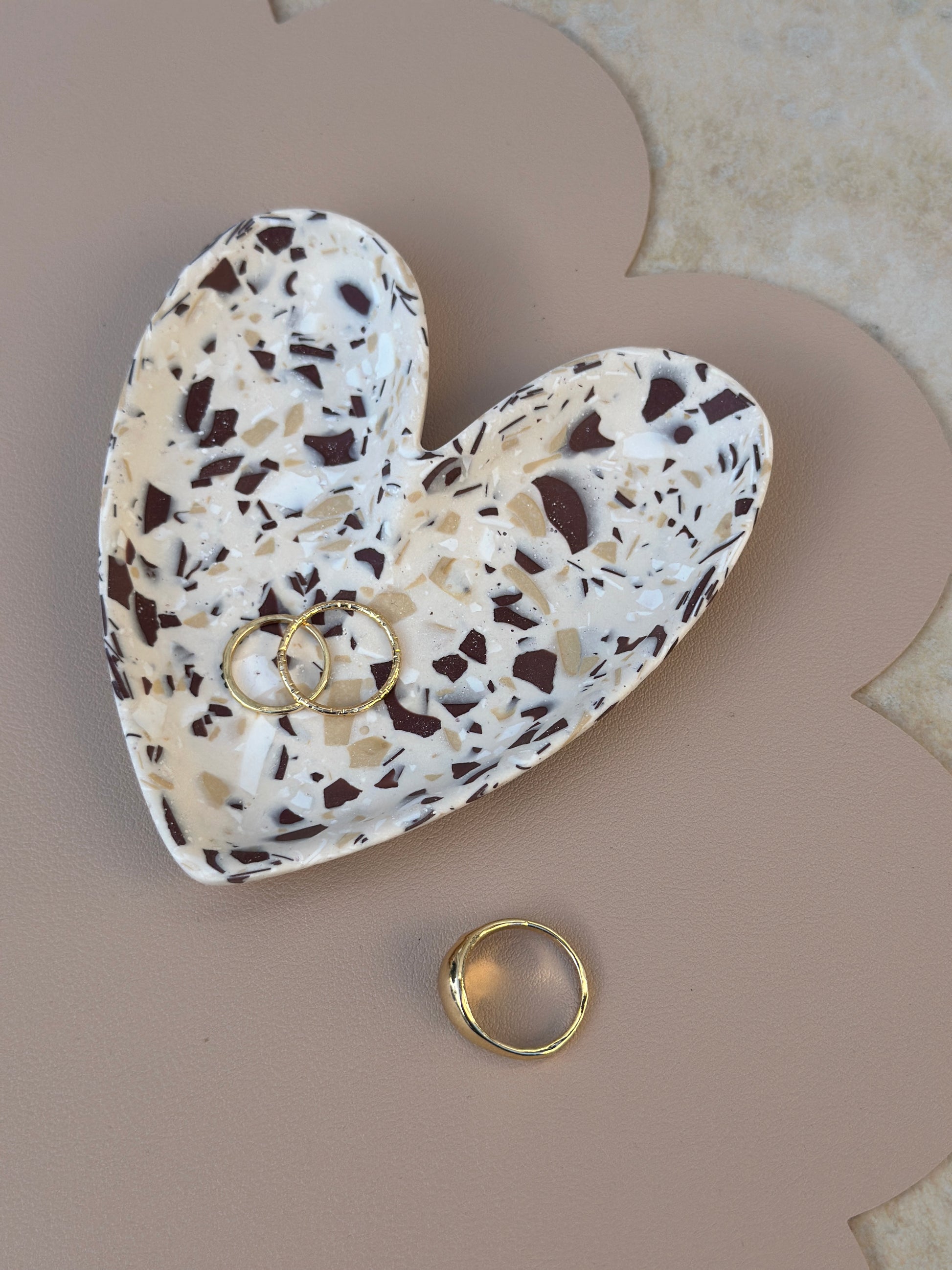 Coupelle à bijoux Terrazzo blanc, beige et marron