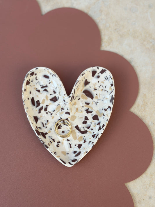 Coupelle à bijoux cœur café crème