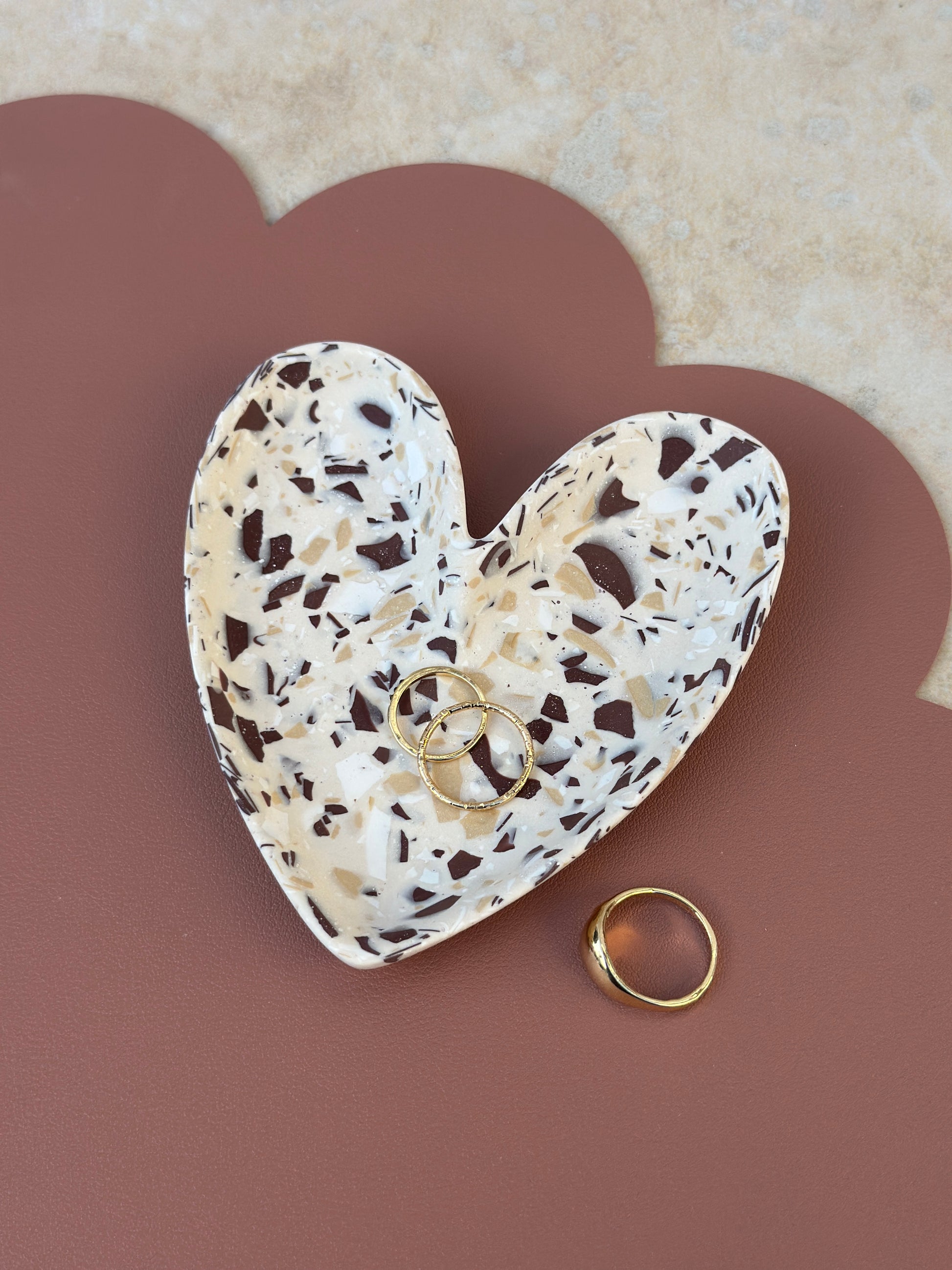 Coupelle coeur Terrazzo café crème
