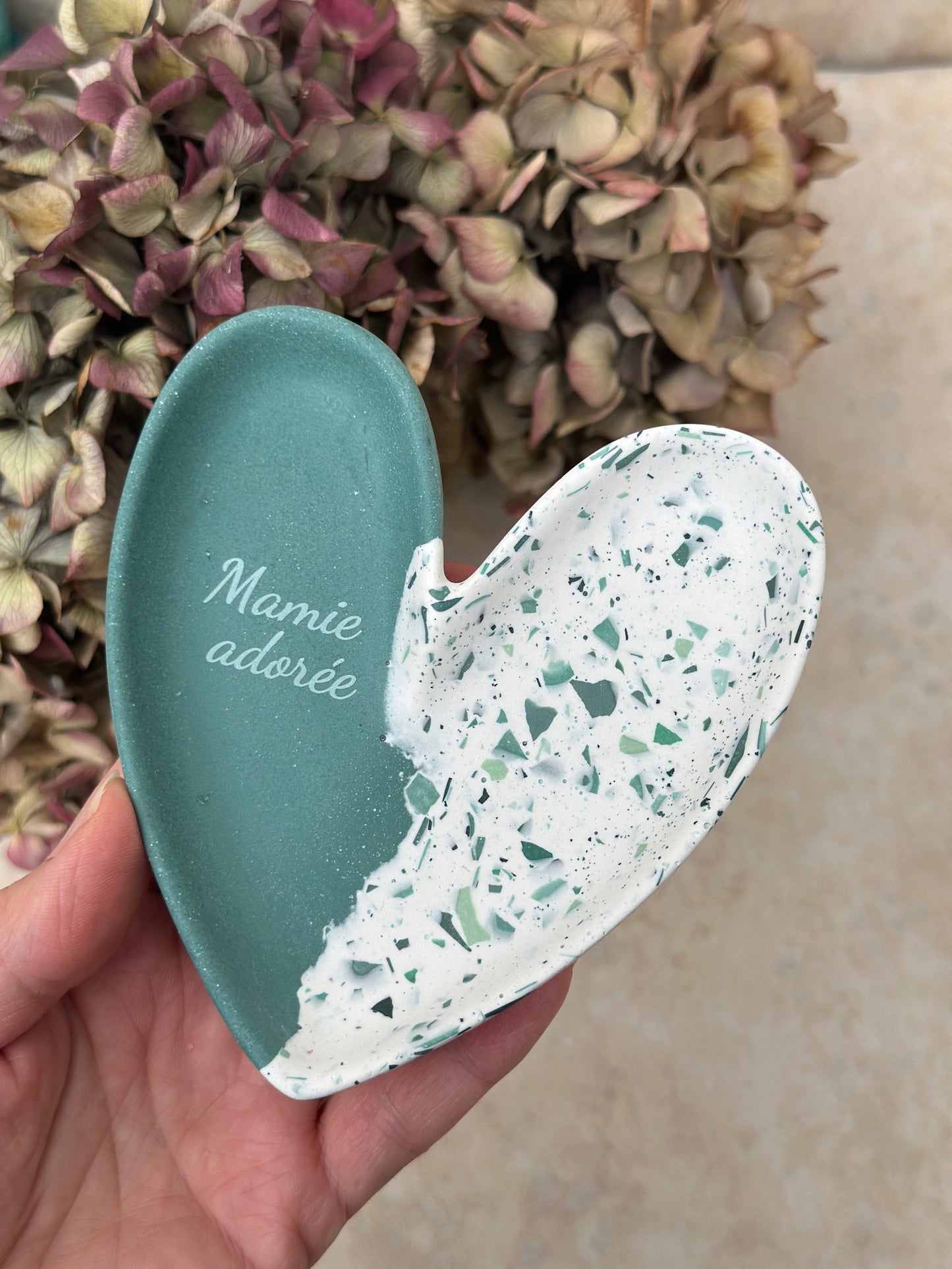 Coupelle coeur vert à graver 