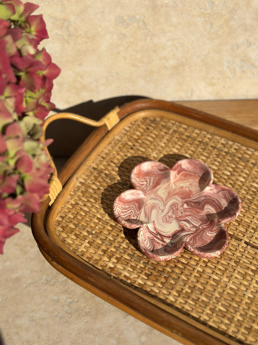 Coupelle à bijoux Fleur - Marbré Bordeaux & Beige