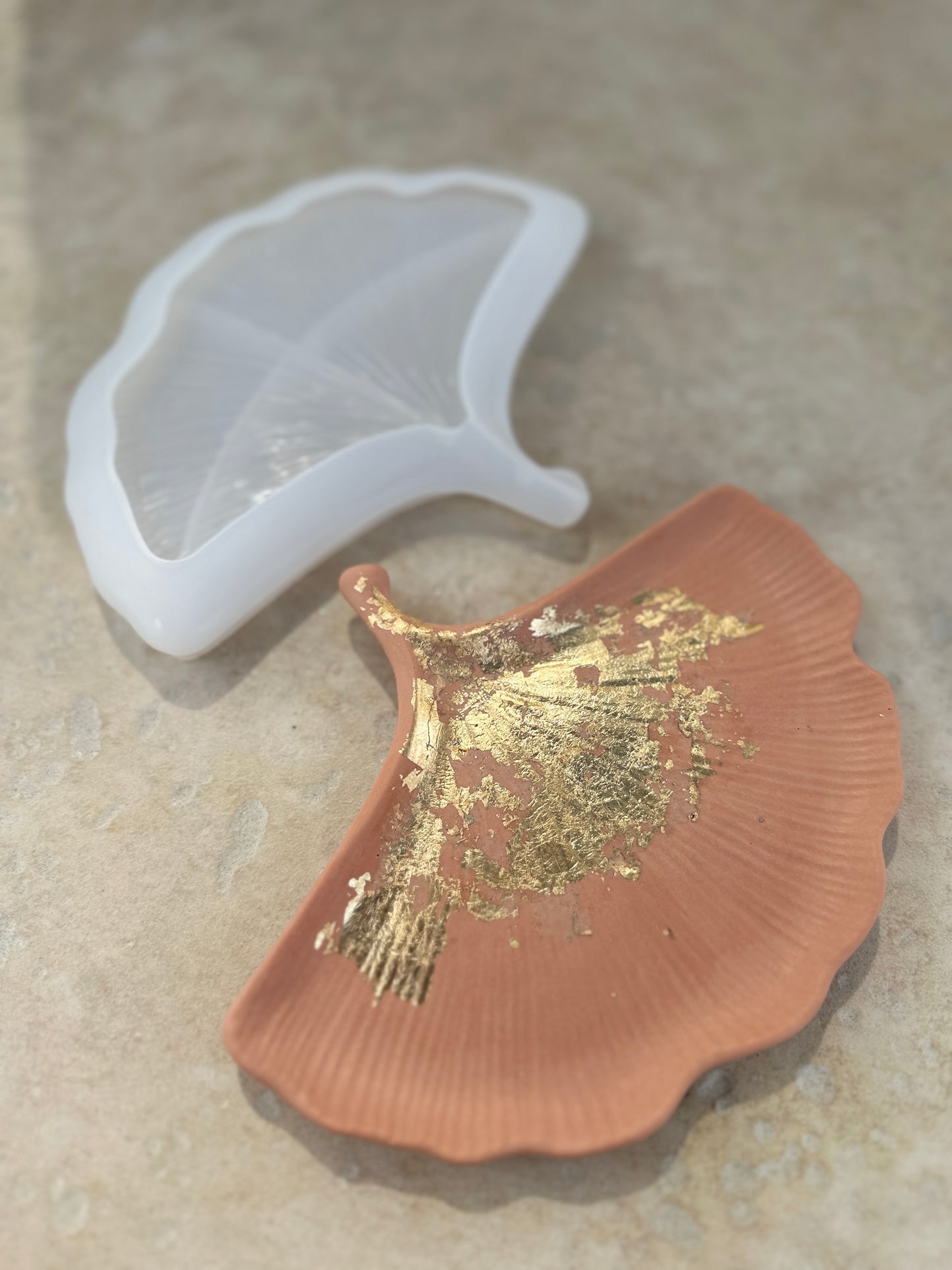 Moule silicone feuille de gingko pour Jesmonite