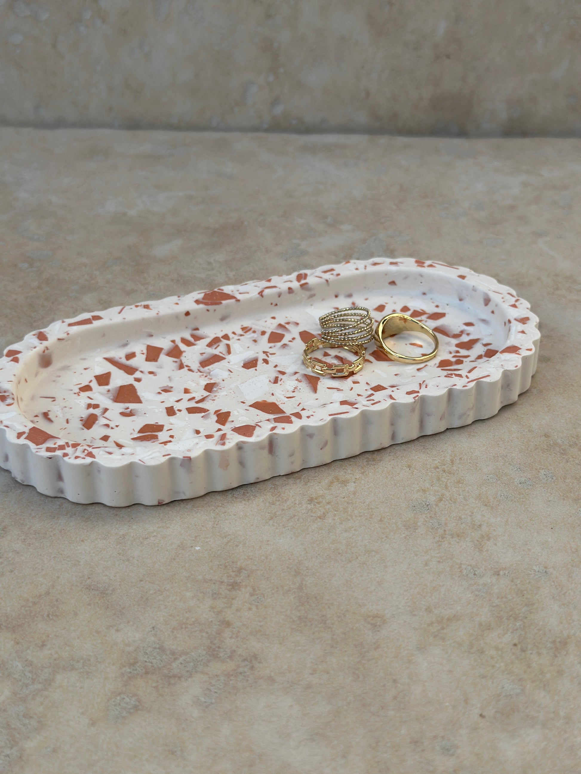 Plateau Ondine Terracotta et blanc