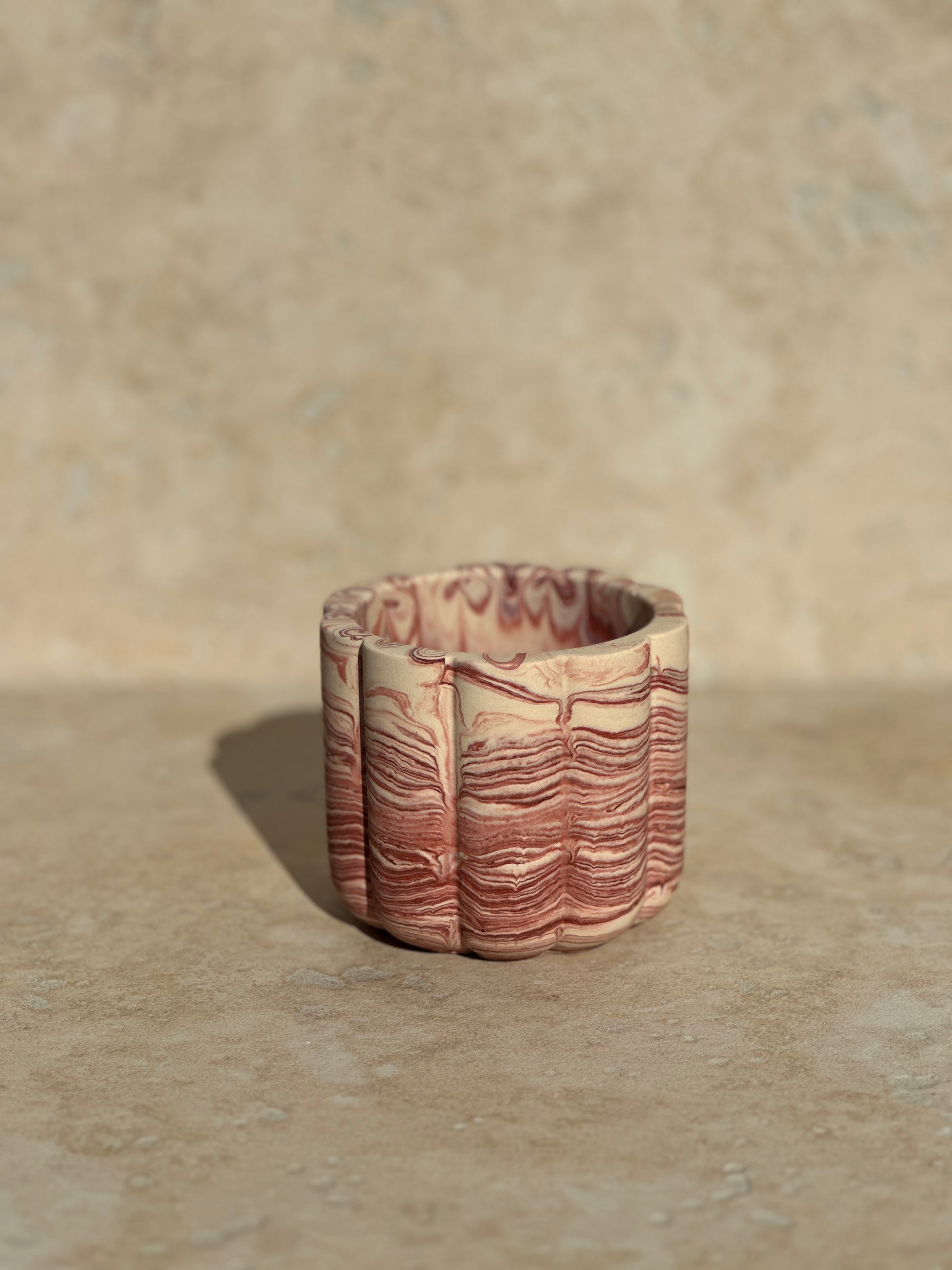 Pot Daisy marbré Bordeaux et Beige