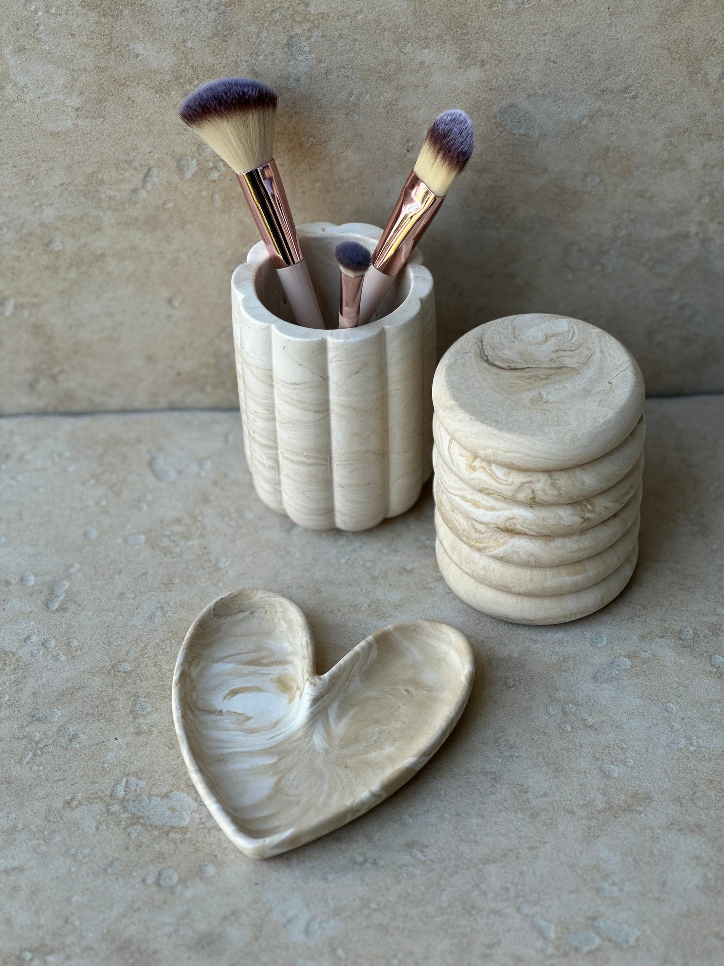 Coupelle Cœur ~ Marbré Beige - Maison Charlett