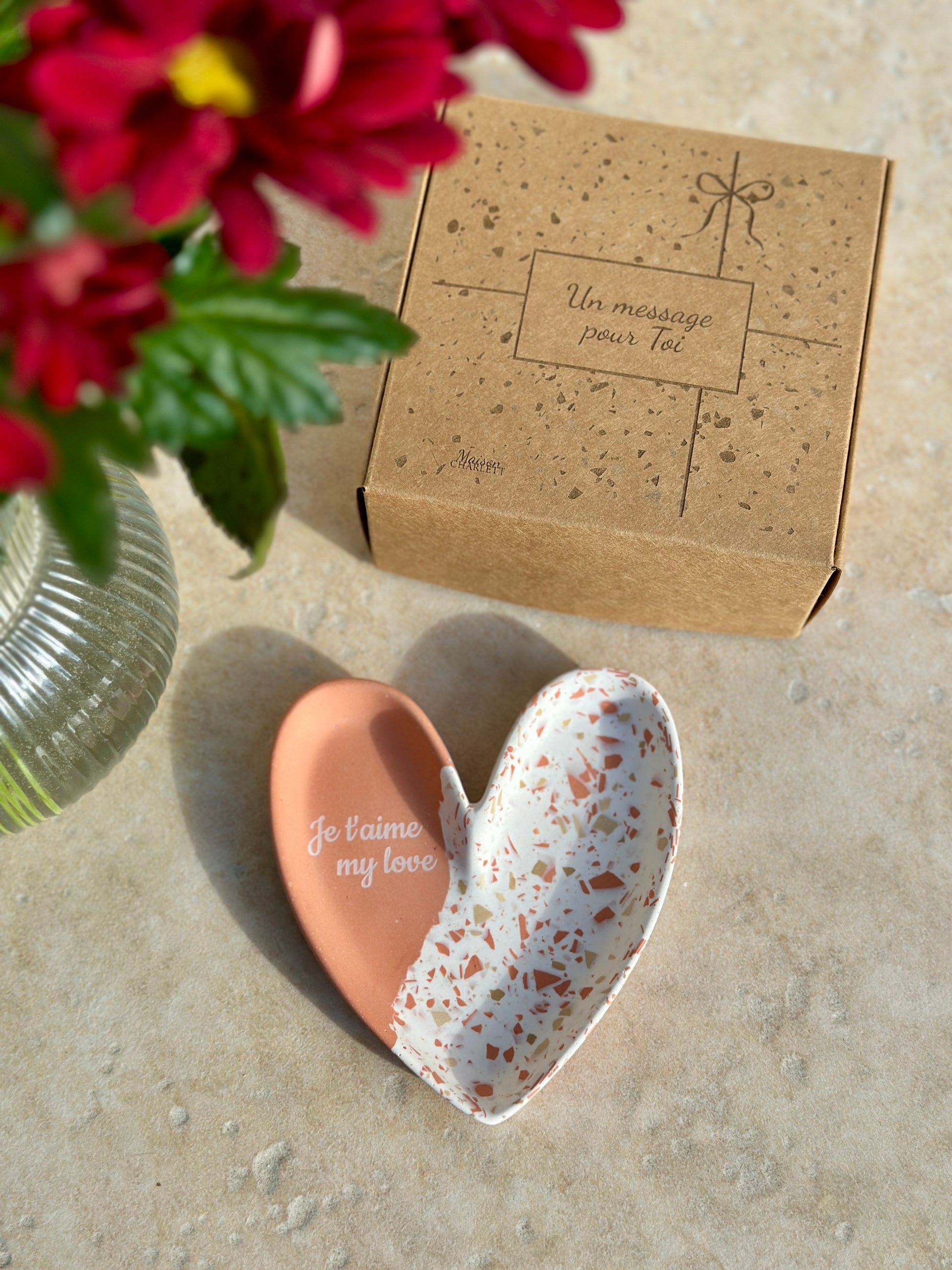 Coupelle à bijoux cœur à personnaliser avec sa boîte prêt à offrir