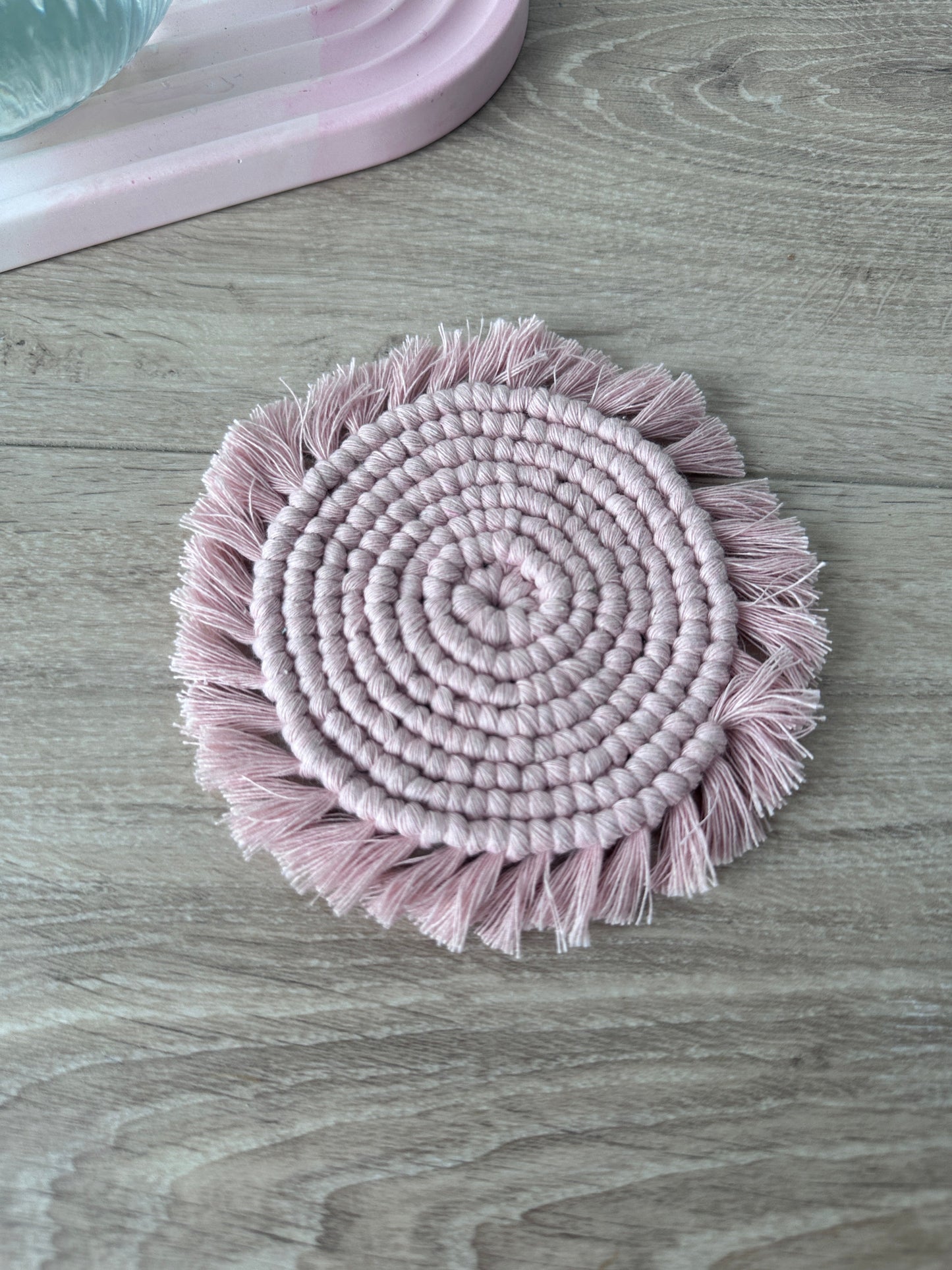 Dessous de verres en Macramé ~ Rose - Maison Charlett