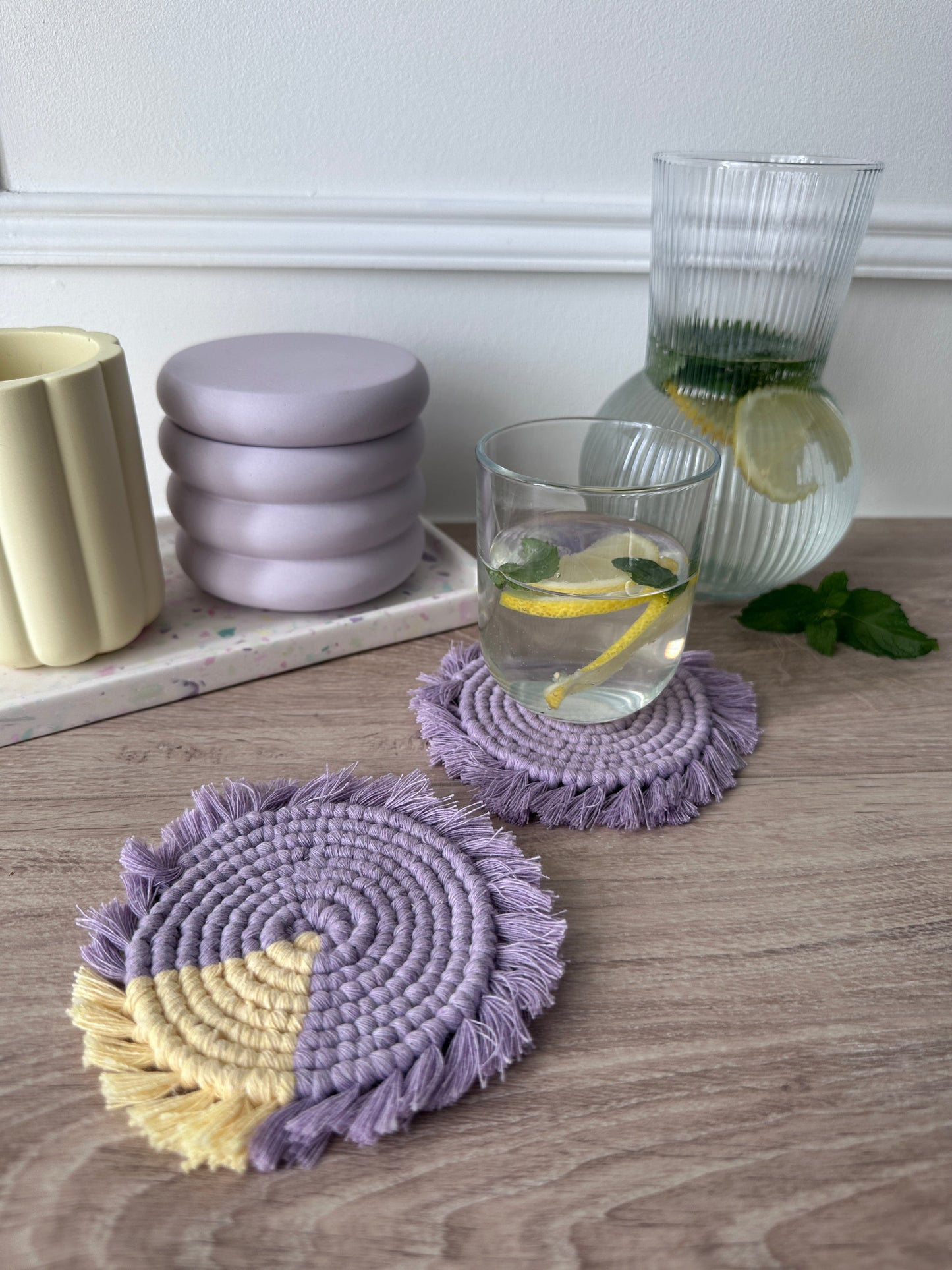 Dessous de verres en Macramé ~ Violet - Maison Charlett