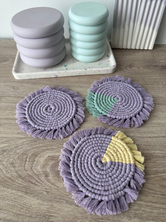 Dessous de verres en Macramé ~ Violet - Maison Charlett