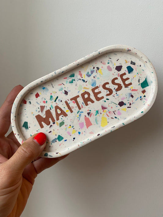 plateau terrazzo maîtresse cadeau de fin d'année scolaire