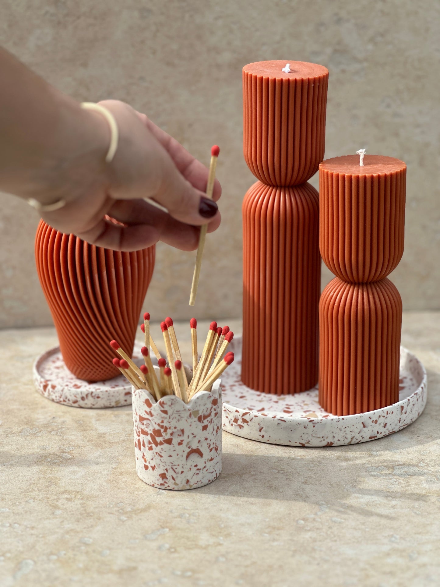 Pot & Allumettes ~ Terrazzo Terracotta - Maison Charlett