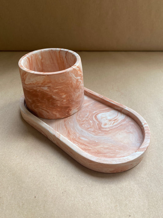 plateau terracotta marbré