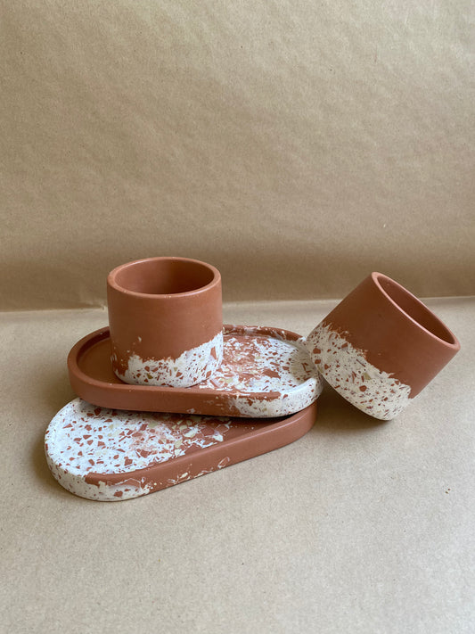 Plateau terrazzo terracotta
